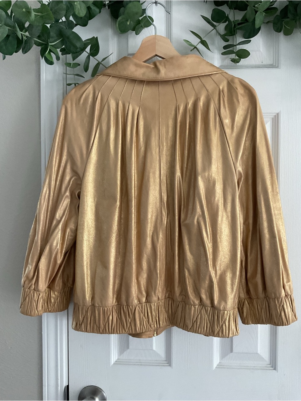 St. John Metallic Gold Bomber Jacket - Picture 3 of 6